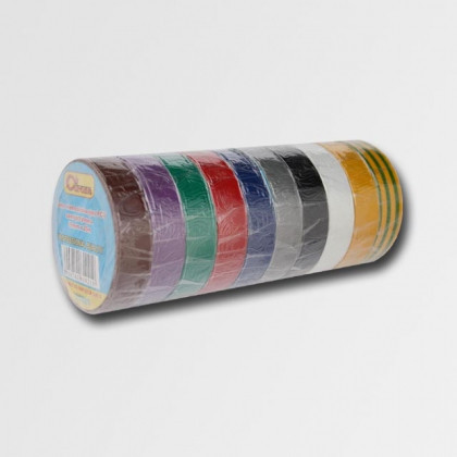Páska izolační 10ks - různé barvy 19mm/10m