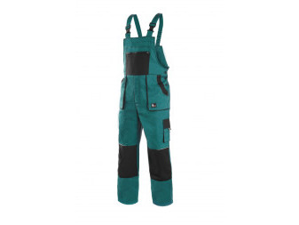 Kalhoty pánské montérkové s náprsenkou CXS-LUXY ROBIN, zeleno-černé, vel. 58, CANIS