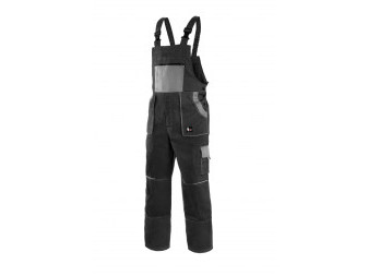 Kalhoty pánské montérkové s náprsenkou CXS-LUXY ROBIN, černo-šedé, vel. 50, CANIS