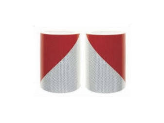 Páska reflexní samolepící červeno bílé levé šrafování, šířka 14 cm, balení 9 m, reflexní třída 2