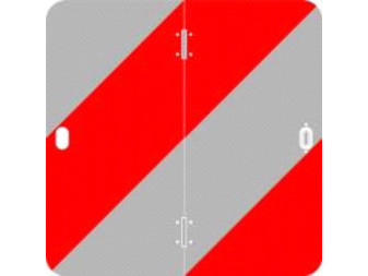 Tabule reflexní červeno bílá výstražná parkovací, (285x285x1 mm), sklápěcí, levá, reflexní třída 3