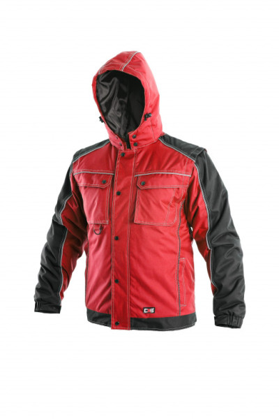 Bunda pánská zateplená CXS-IRVINE s odepínatelnými rukávy a kapucí, červeno-černá, vel. L