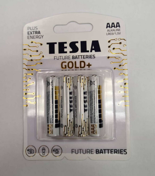 Baterie AAA GOLD 1,5V alkalická TESLA - balení 4 kusů