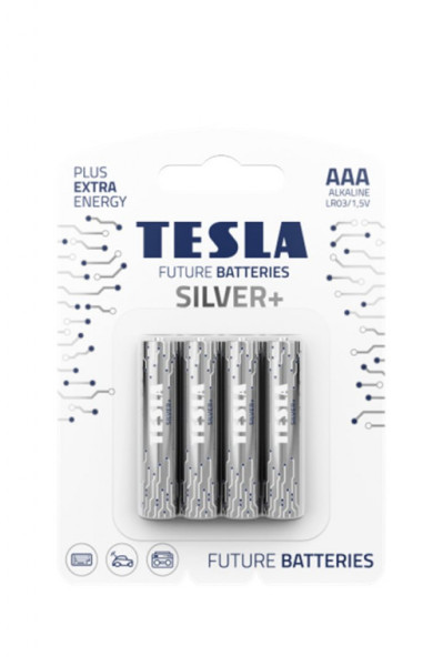 Baterie AAA SILVER 1,5V alkalická TESLA - balení 4 kusů