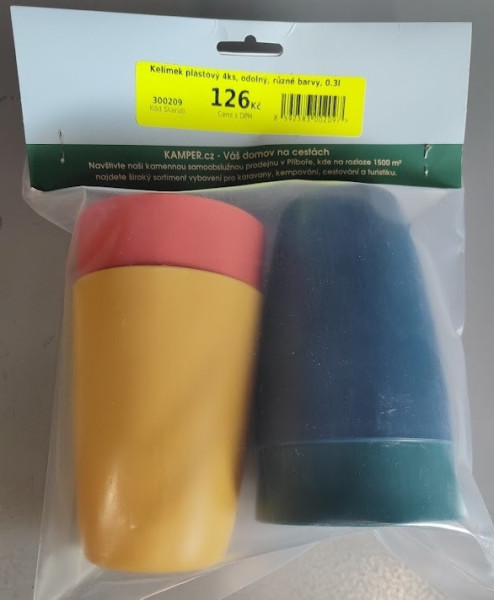 Kelímek plastový 4ks, odolný, různé barvy, 0.3l