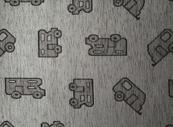 Obývací koberec 50×150 cm – šedý, motiv karavanů