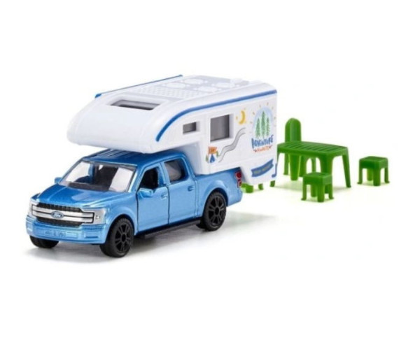 Hračka Ford F150 Pick up Kamper s příslušenstvím - model