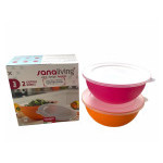 Set 2 plastových nerozbitných misek s víčky Omada Sanaliving Bowls 2x1.7l