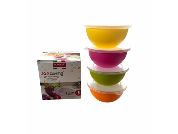 Set 4 plastových nerozbitných misek s víčky Omada Sanaliving Bowla Set 4x0.5l