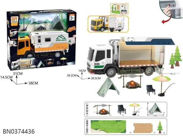 Model obytný vůz včetně příslušenství pro kempování