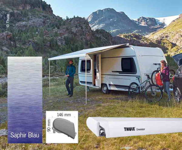Střešní markýza Thule 6300 bílá 3,25m, safírově modrá