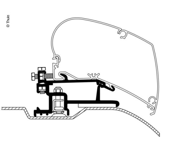 Adaptér pro Ducato, plochá verze, velikost markýzy 3,75/4,0m, TO 6200/6900