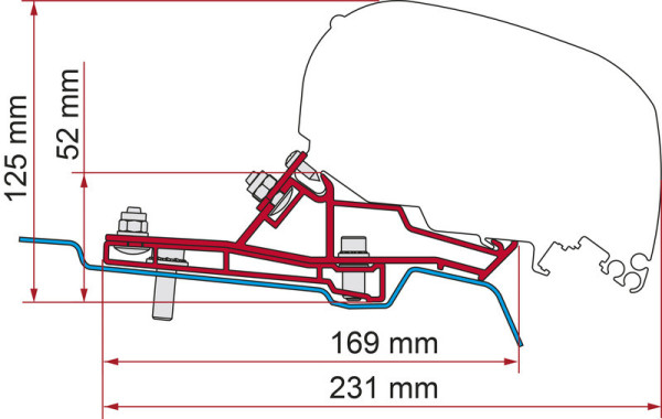 Adaptér Fiamma Ford Transit Van H2L3, 320cm (centimetry) LHD