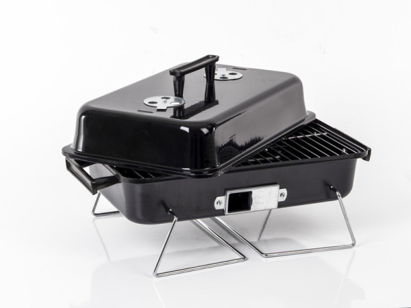 Gril na dřevěné uhlí JIM, ocel, černý, cca Š48xH27xV25cm (centimetry)
