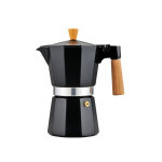 Espresso kávovar Holiday Travel, 6 šálků, černý, hliník, dřevěná rukojeť