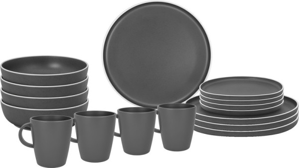 Brunner sada melaminového nádobí DOLOMIT GREY 16 kusů, pro 4 osoby.