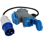 Adaptér kabelový CEEzástrčka/3xSCHUKOzásuvka 0.5m 3x2.5mm2 16A 230V IP44