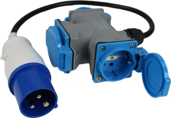 Adaptér kabelový CEEzástrčka/3xSCHUKOzásuvka 0.5m 3x2.5mm2 16A 230V IP44