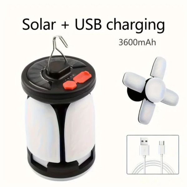 Lampa solární s USB/USB, dobíjecí, LED