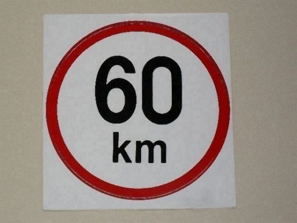 Samolepka rychlosti 60 km (průměr 190mm)