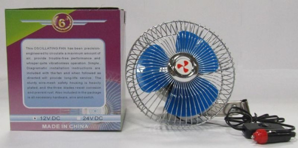 Ventilátor 12V kovový 6", pevné uchycení