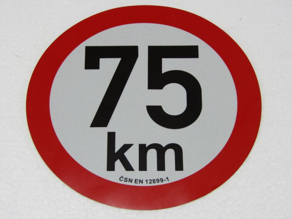 Samolepka rychlosti 75 km reflexní (průměr 200mm)