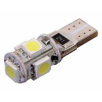 Žárovka 5 SMD LED 12V W2,1x9,2d T10 s rezistorem CAN-BUS ready bílá