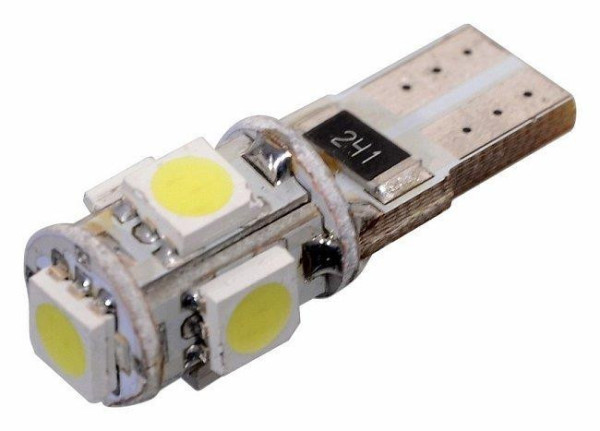 Žárovka 5 SMD LED 12V W2,1x9,2d T10 s rezistorem CAN-BUS ready bílá
