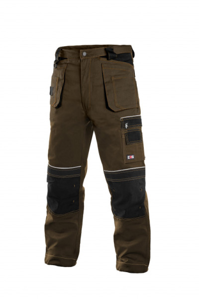 Kalhoty pánské montérkové do pasu CXS-ORION TEODOR, hnědo-černé, vel. 52, CANIS
