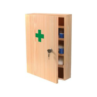 Lékarnička nástěnná dřevěná bez léčiv, rozměr 43x30x14cm