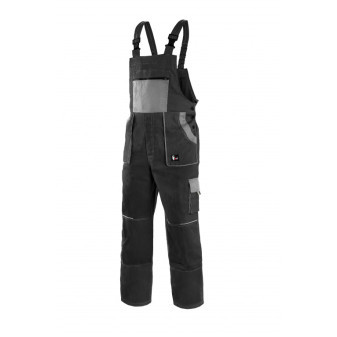 Kalhoty pánské montérkové s náprsenkou CXS-LUXY ROBIN, černo-šedé, vel. 46, CANIS