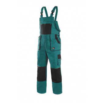 Kalhoty pánské montérkové s náprsenkou CXS-LUXY ROBIN, zeleno-černé, vel. 48, CANIS