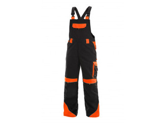 Kalhoty pánské montérkové s náprsenkou CXS-SIRIUS BRIGHTON, černo-oranžové, vel. 50, CANIS