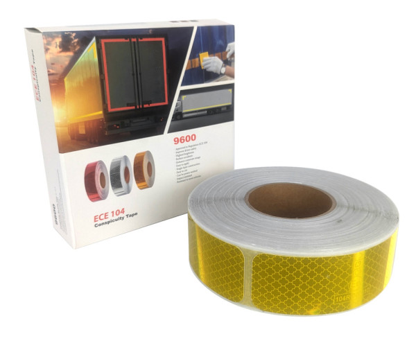 Páska reflexní samolepící žlutá pro cisterny, dělená, šířka 16 x 5cm, metráž