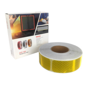 Páska reflexní samolepící žlutá pro cisterny, dělená 16 x 5cm, balení 50 m