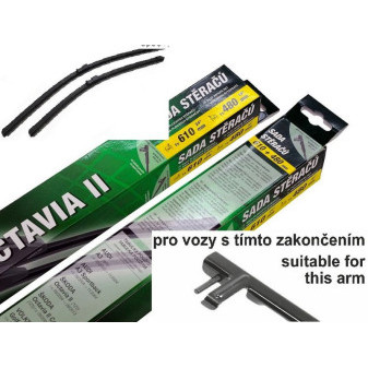 Stěrač 610+480mm FLAT SET GREEN Octavia II