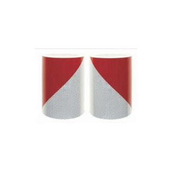 Páska reflexní samolepící červeno bílé levé šrafování, šířka 14 cm, balení 9 m, reflexní třída 2