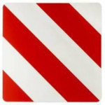 Samolepka reflexní červeno bílá pro nadměrný náklad (423x423 mm), reflexní třída 2 (Španělsko)
