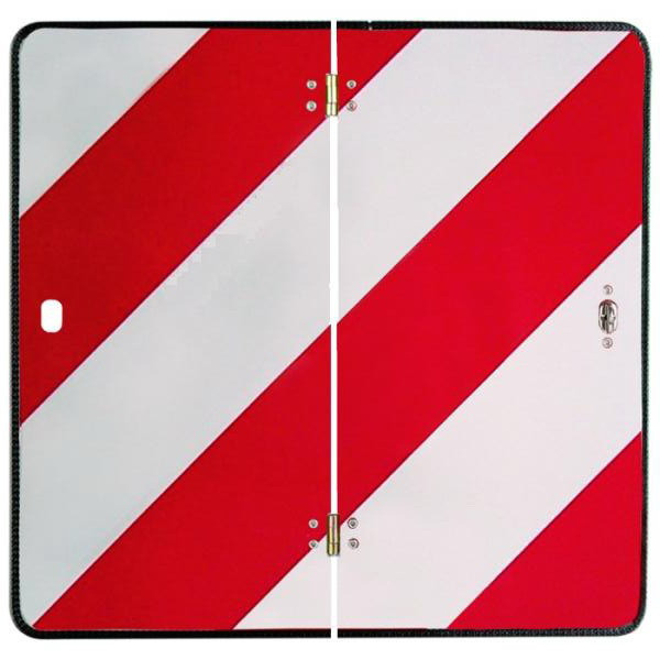 Tabule reflexní červeno bílá pro nadměrný náklad (423x423x1 mm), sklápěcí, levá, plastový rámeček, reflexní třída 2