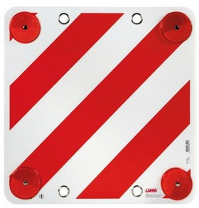 Tabule reflexní červeno bílá pro nadměrný náklad (500x550 mm), 4 odrazky, plastová (Německo, Evropa)