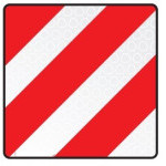 Tabule reflexní červeno bílá pro nadměrný náklad (500x500 mm), reflexní třída 2, plastová (Španělsko)