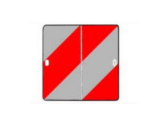 Tabule reflexní červeno bílá výstražná parkovací, (285x285x1 mm), sklápěcí, levá, plastový rámeček, reflexní třída 3