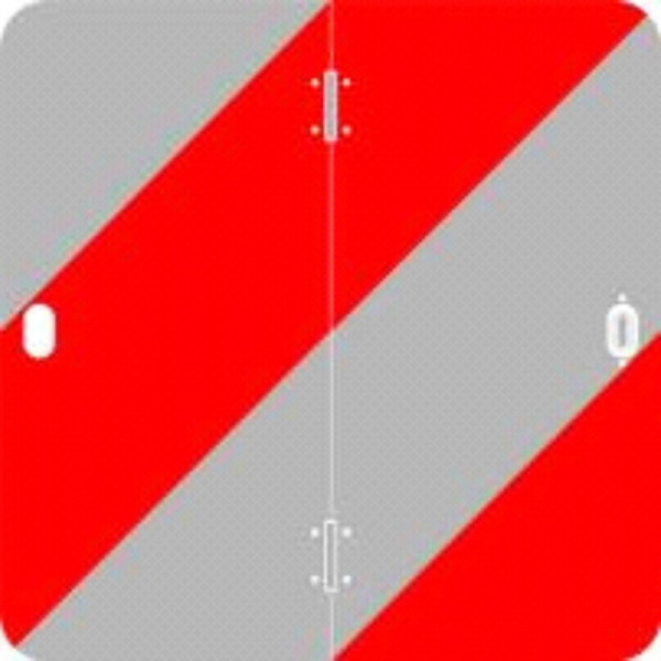 Tabule reflexní červeno bílá výstražná parkovací, (285x285x1 mm), sklápěcí, levá, reflexní třída 3