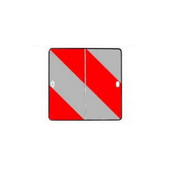 Tabule reflexní červeno bílá výstražná parkovací, (285x285x1 mm), sklápěcí, pravá, plastový rámeček, reflexní třída 3