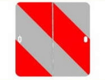 Tabule reflexní červeno bílá výstražná parkovací, (285x285x1 mm), sklápěcí, pravá, reflexní třída 3