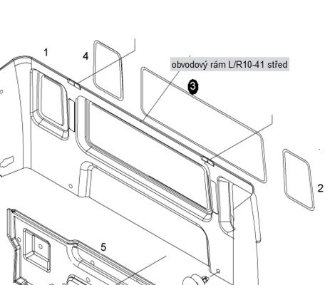 Rám skla zadní stěny kabiny MAN
