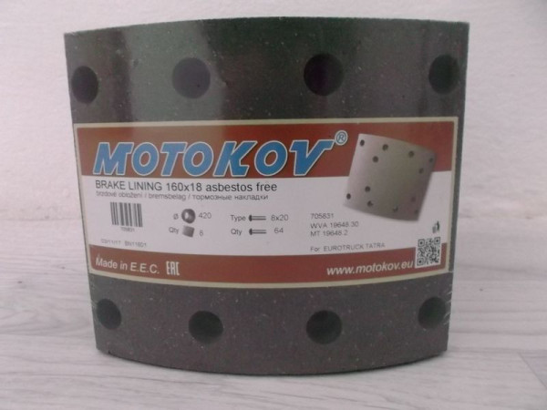 Obložení brzdové MOTOKOV Tatra 160 MT19648.2 18 160-195