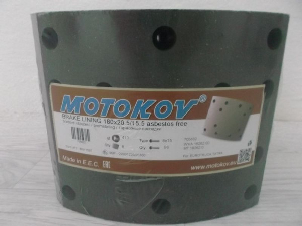 BRAKE LINING Motokov Tatra Euro 180 MT19262.0 20.5/15.5 180-200