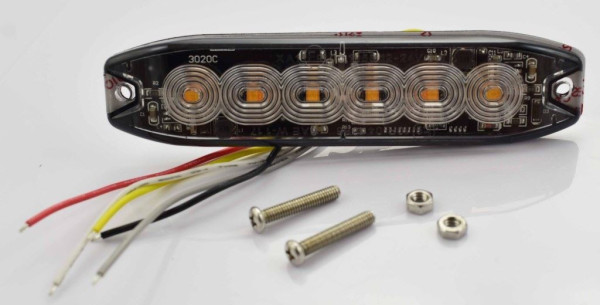 Lampa výstražná vestavná 6 diod 12/24V oranžová 19 funkcí s pamětí, vodotěsná