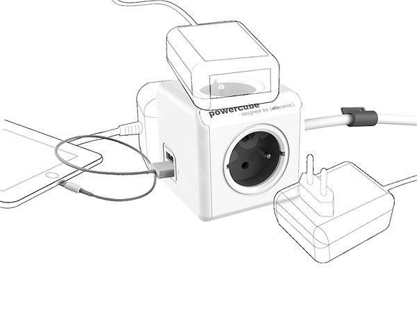 Adaptér napájecí PowerCube Extended USB šedá